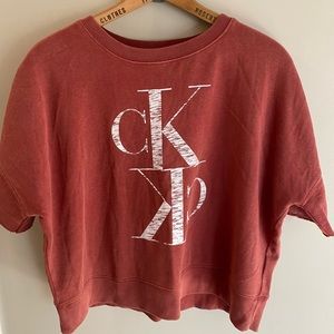 Calvin Klein Distressed Mirror Monogram Logo Short Sleeves Sweatshirt